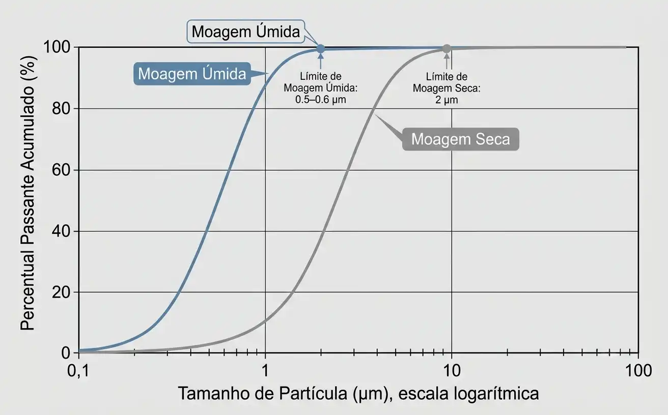 Gráfico de distribuição de tamanho de partícula
