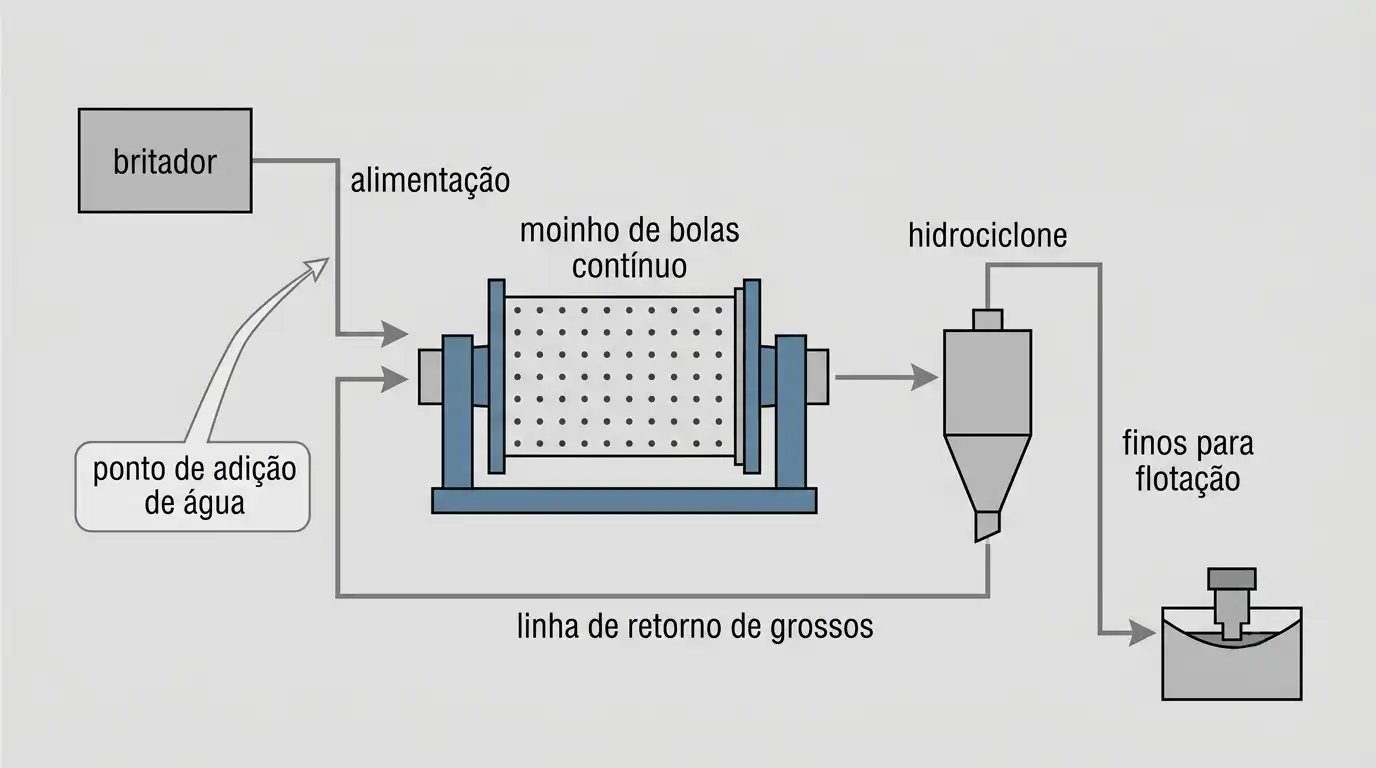 fluxograma com classificação por hidrociclone antes da flotação