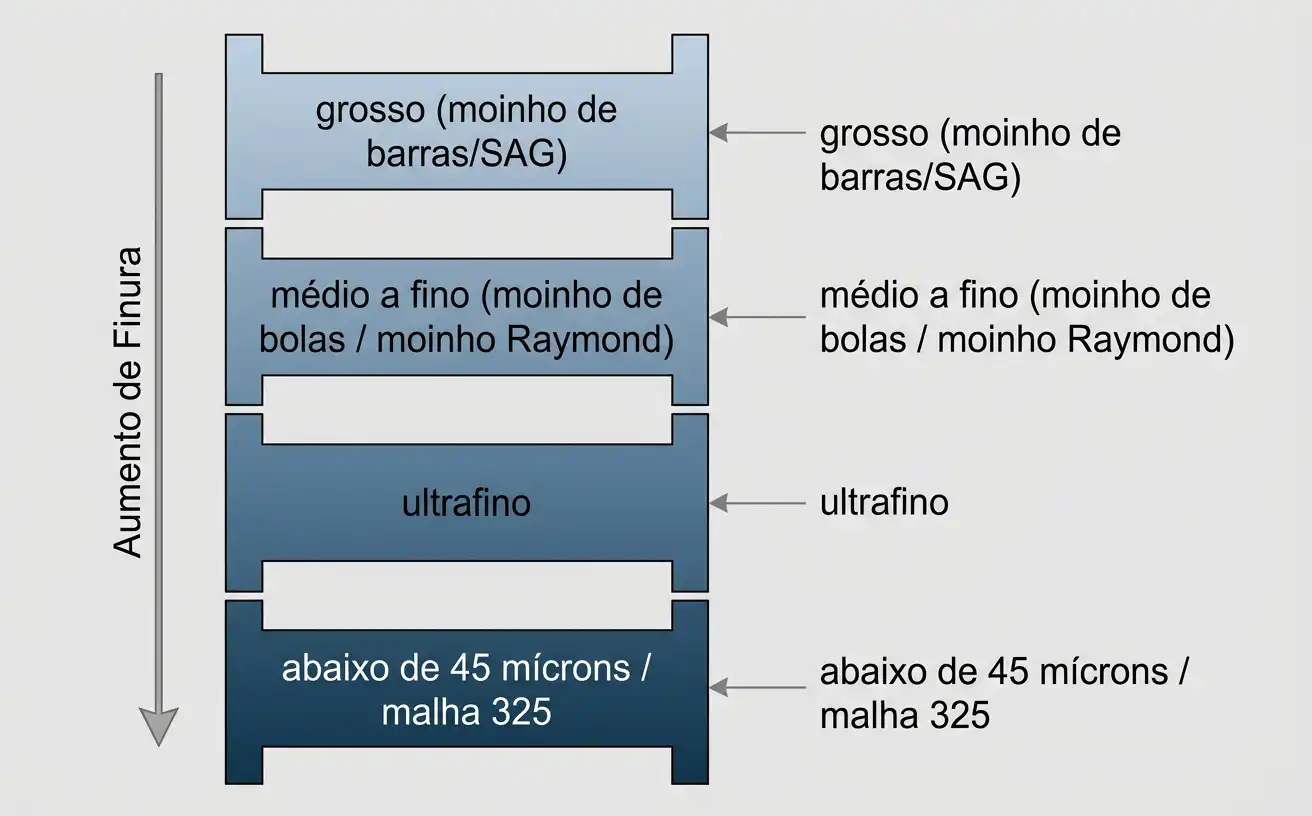A granulometria varia de grossa a ultrafina