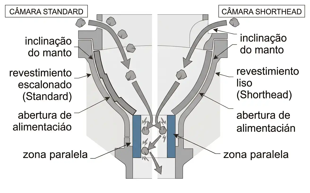 Câmara padrão e câmara Shorthead