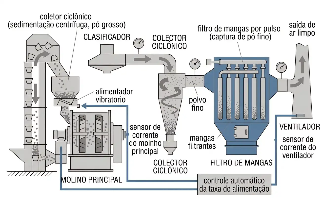 coleta de pó em dois estágios