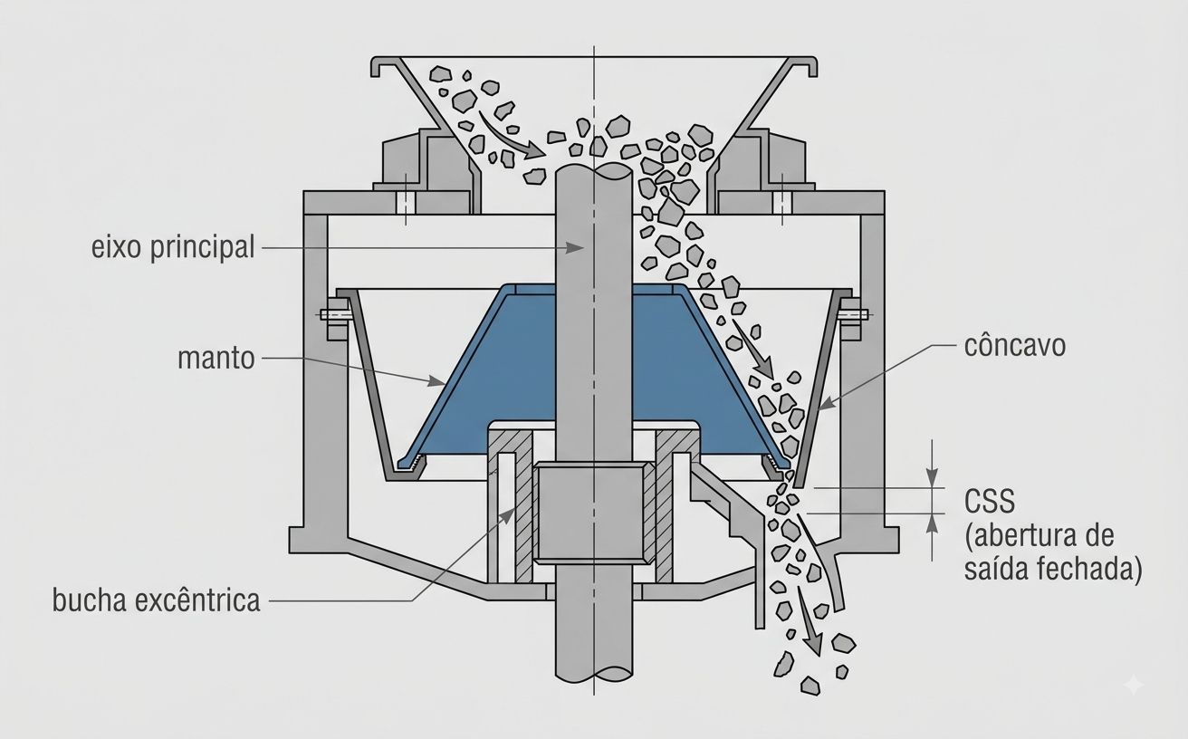cross-section diagram of a cone crusher
