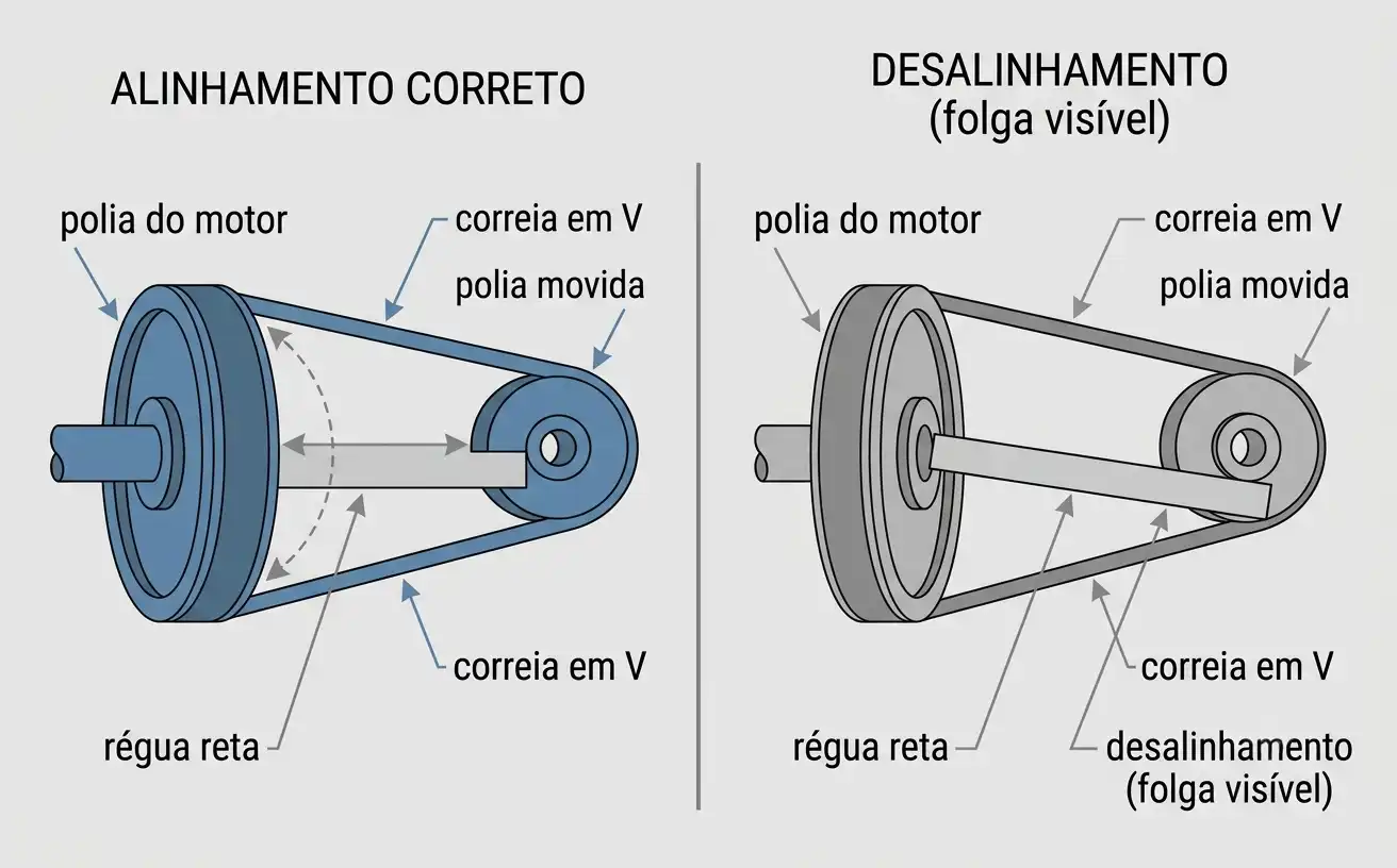 duas condições de alinhamento de polias