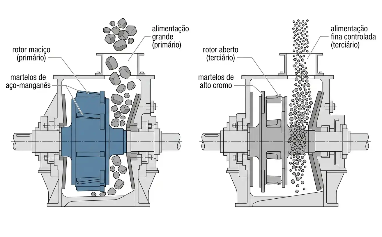 duas seções transversais do rotor