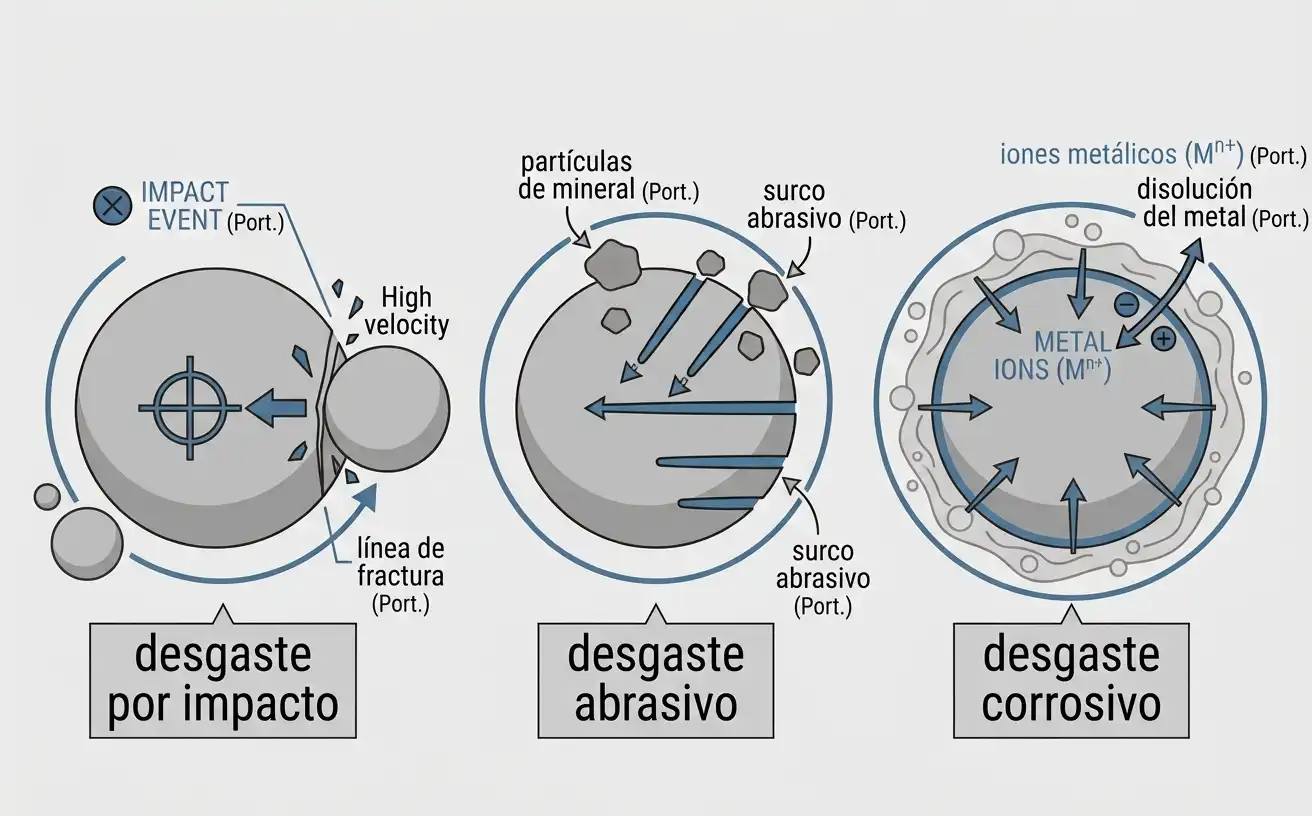 esfera de moagem sob cada mecanismo de desgaste