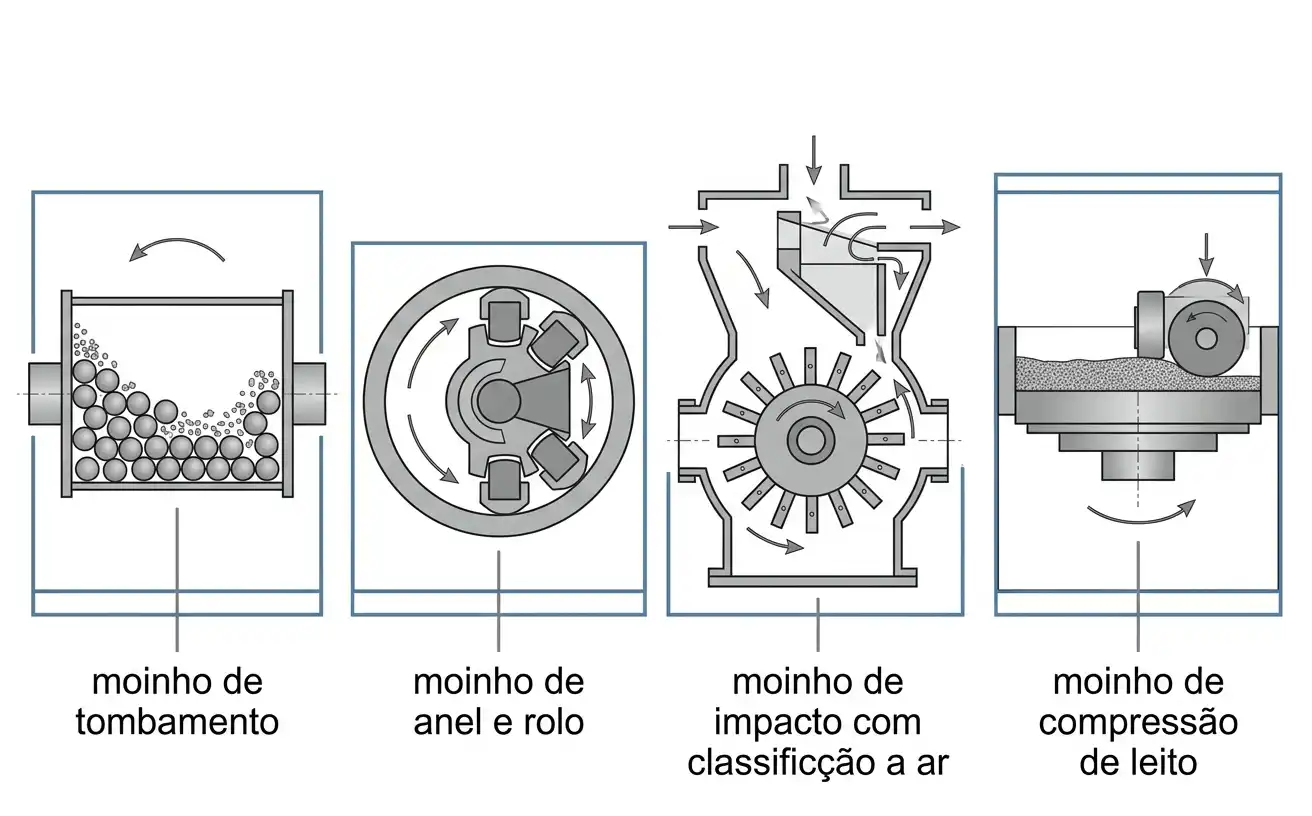 quatro famílias de mecanismos de moagem