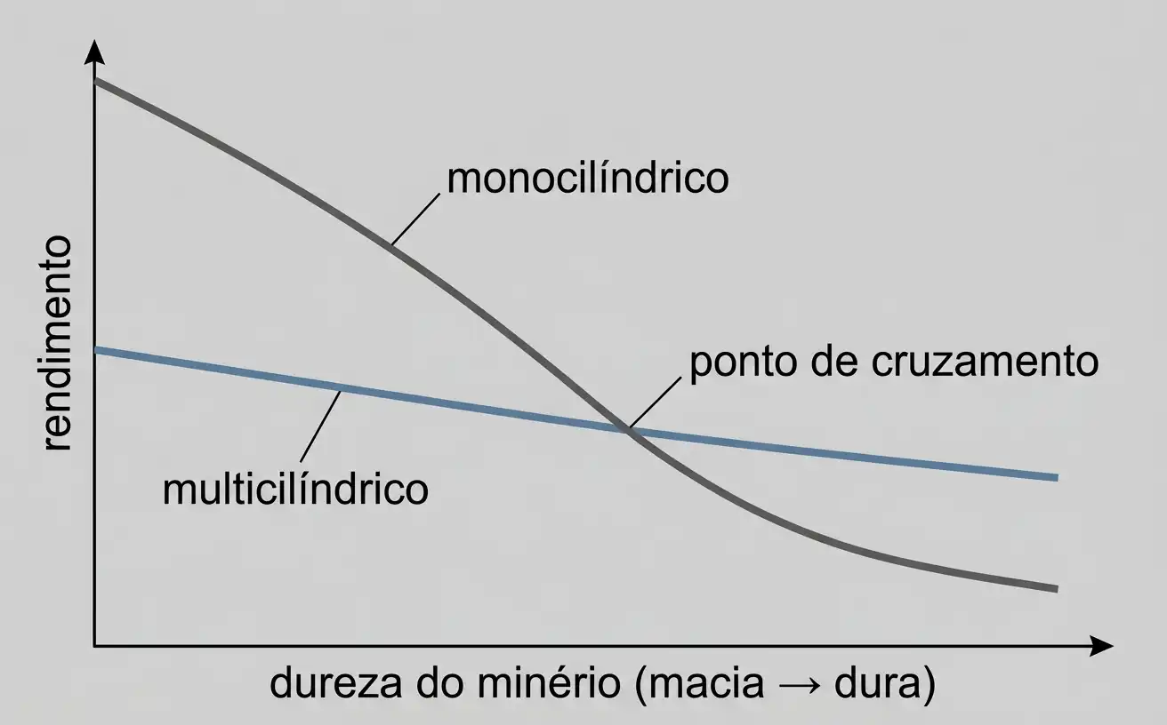 vazão relativa e dureza do minério